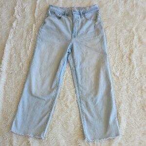 Madewell The Perfect Vintage Wide-Leg Crop Jeans Light Wash Distressed - Size 28